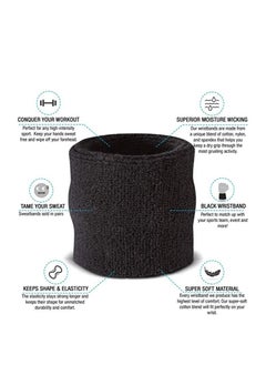 1 Pair Sweatband for Sports, Workout, Training & Exercise, Wristbands Cotton to Pair with Your Athletic Costume Apparel | Comfy & Durable Sport Accessories for Men & Women