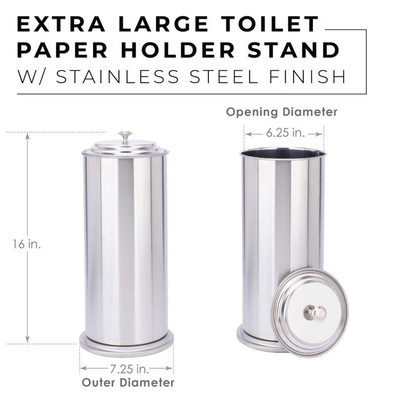 JS Jackson Supplies Free Standing Extra Large Toilet Paper Holder - Stainless Steel - Image 2