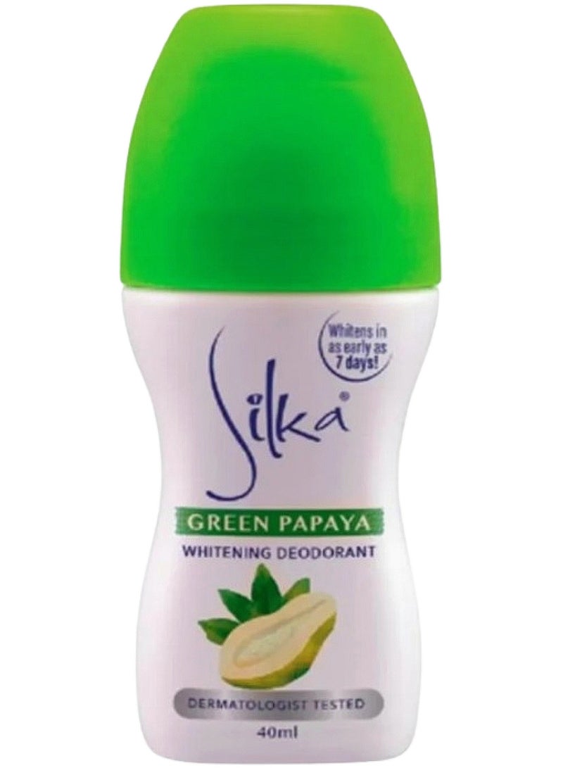 Silca Deodorant with green papaya contains papaya enzyme and vitamin B3 to help brighten the underarm skin.