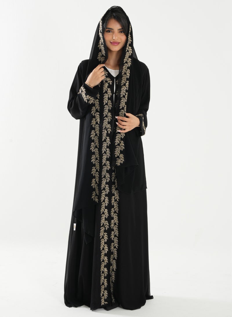Rosette Abaya Abaya with Embroidery Beige style with Shella Matching - Image 1