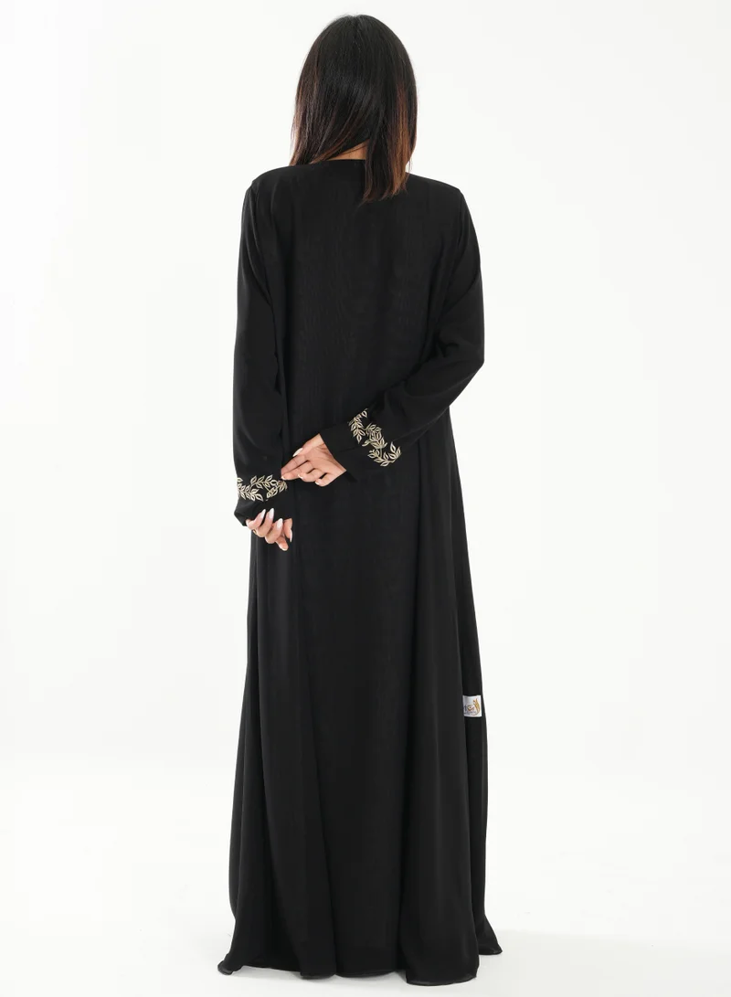 Rosette Abaya Abaya with Embroidery Beige style with Shella Matching