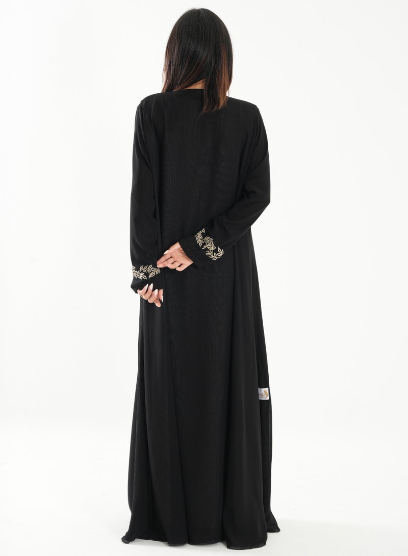 Rosette Abaya Abaya with Embroidery Beige style with Shella Matching - Image 3