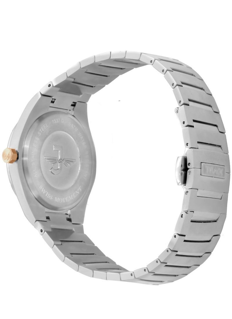 Jovial JOVIAL 1537GSMQ03E Men's Fashion Watch Stainless Steel Band Watch,40mm, Black Dial  - Image 3
