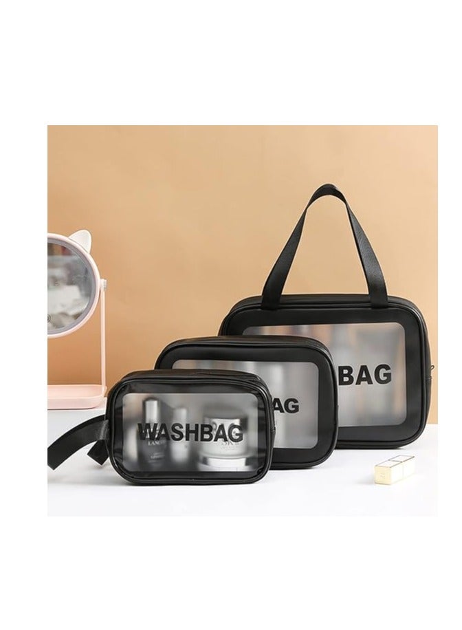 Transparent travel cosmetic bag for women and girls - 3 pieces - Image 1