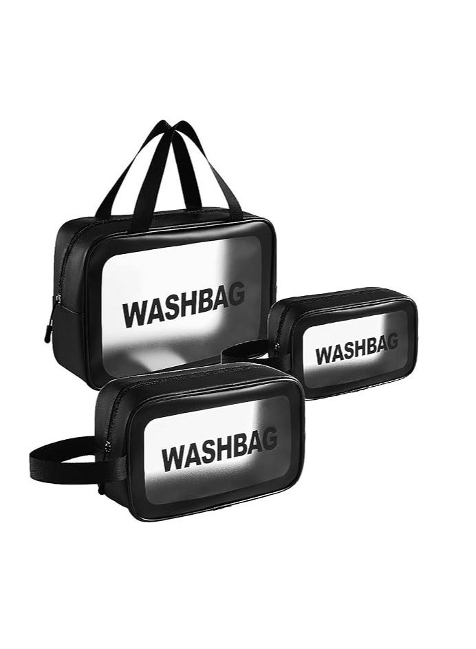 Transparent travel cosmetic bag for women and girls - 3 pieces - Image 2