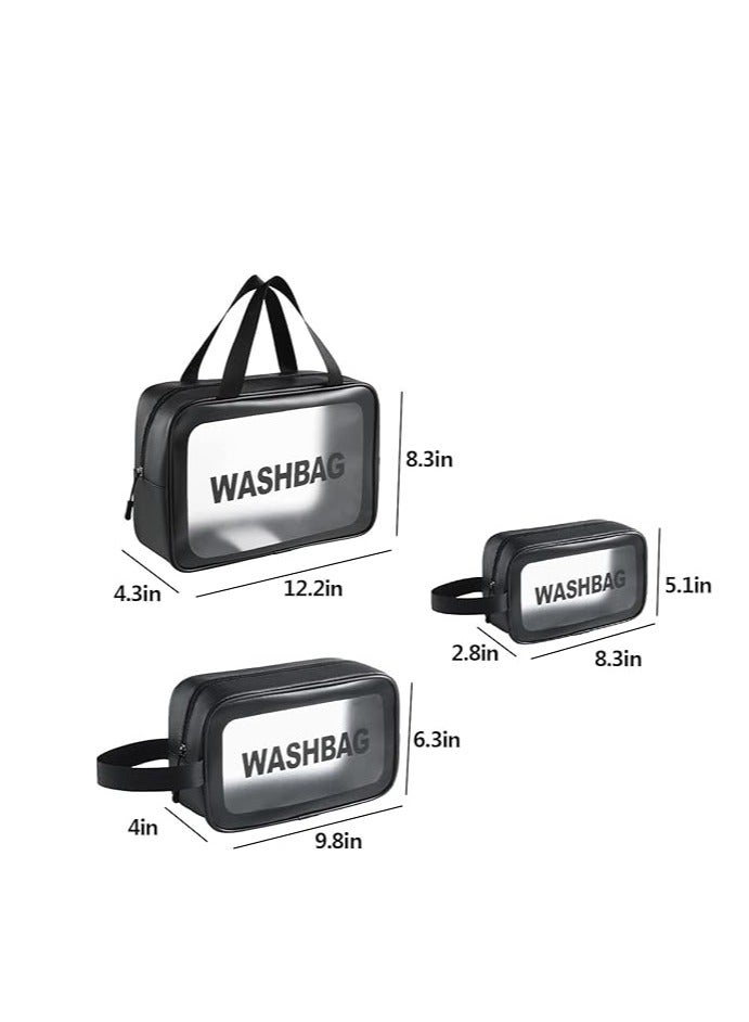 Transparent travel cosmetic bag for women and girls - 3 pieces - Image 4