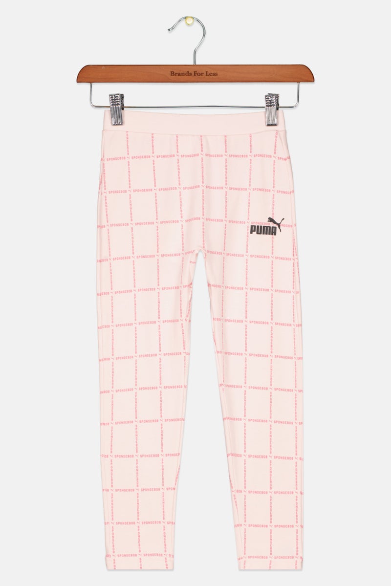 PUMA Kids Girl Allover Print Sportswear Leggings, Pink - Image 1