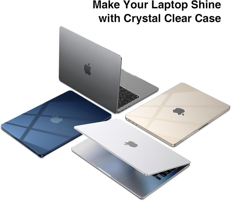 EooCoo Case Compatible with MacBook Air 15 inch M4 2025 2024 2023 Release A3241 M3 A3114 M2 A2941 Liquid Retina Display, Plastic Hard Shell Case + Keyboard Cover + Screen Protector, Crystal Clear - Image 4