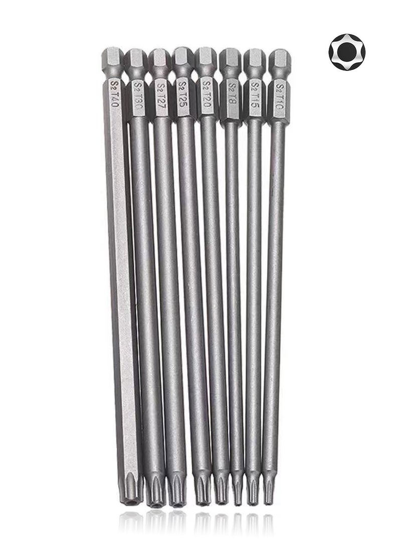 Torx Screwdriver Set 6 Inch (150MM), Yakumuz 1/4-Inch Hex Shank 8PCS Torx Security Tamper Proof Bit Set T8/T10/T15/T20/T25/T27/T30/T40