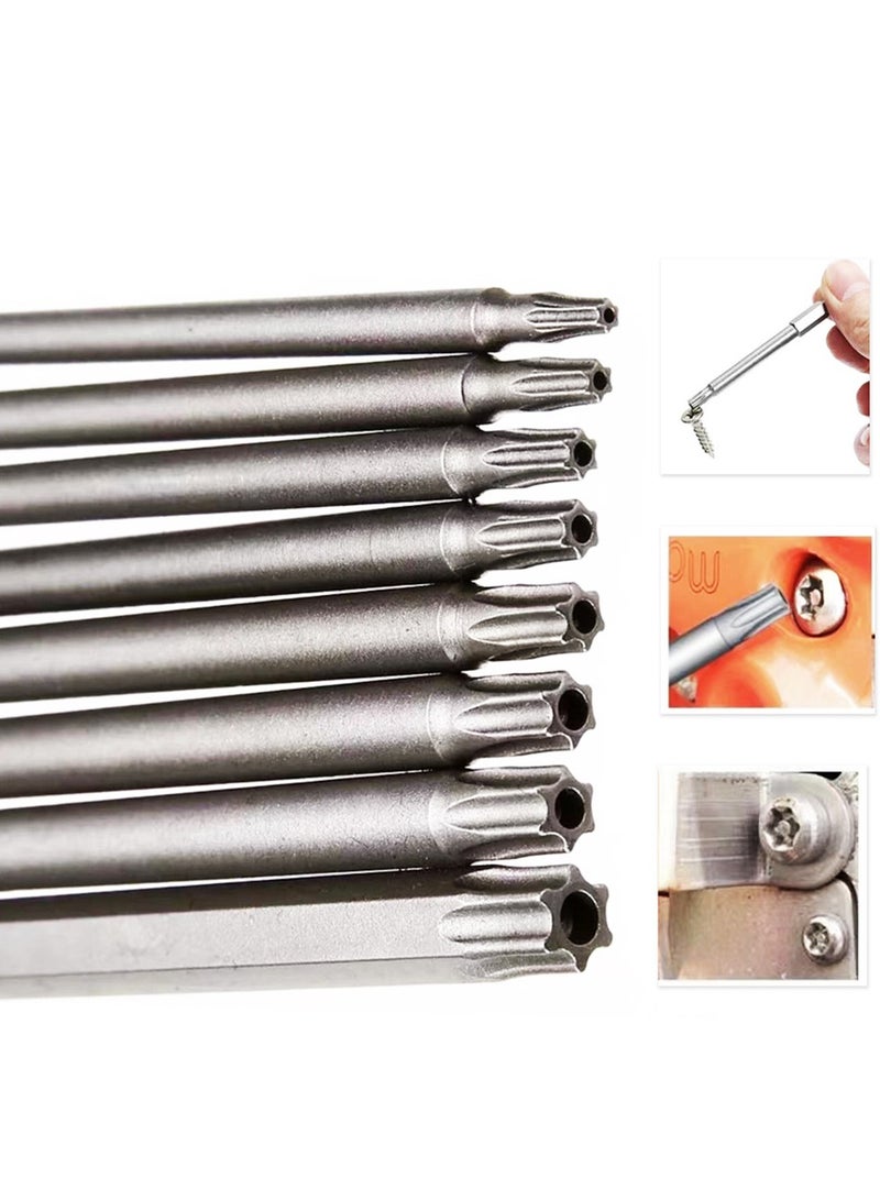 Torx Screwdriver Set 6 Inch (150MM), Yakumuz 1/4-Inch Hex Shank 8PCS Torx Security Tamper Proof Bit Set T8/T10/T15/T20/T25/T27/T30/T40