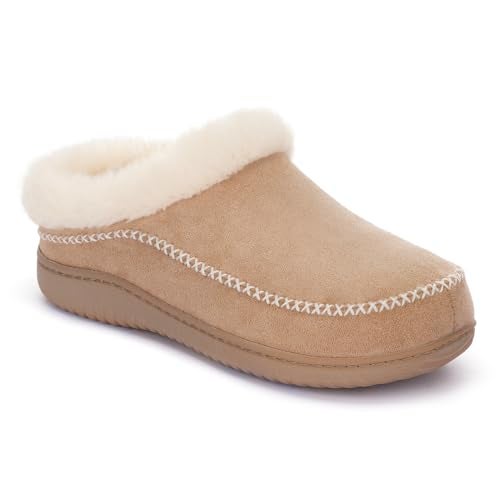 Zigzagger Women's Moccasin Slip-On Fuzzy Slippers - House Shoes Indoor Outdoor with Microsuede & Fluffy Fur Fleece, Cozy Warm Comfy Memory-Foam Loafer (Sand, Size 9) - Image 4