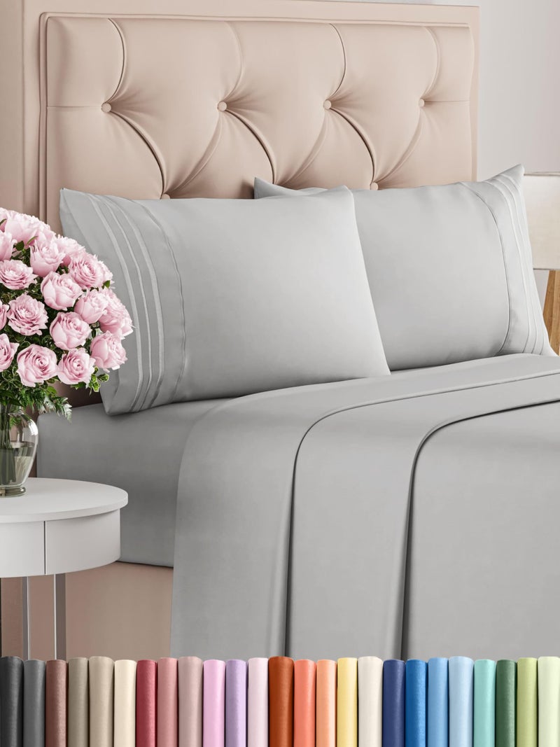 CGK Unlimited King Size 4 Piece Sheet Set  Comfy Breathable  Cooling Bed Sheets Set  Hotel Luxury Bedding for Women Men Kids Teens Boys  Girls  Deep Pockets Soft and Wrinkle Free  OekoTex  French Grey