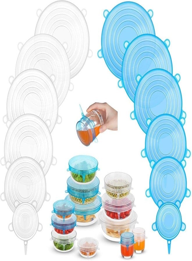 MX TAB Silicone Stretch Lids, Multi Size Reusable Silicone Lids Food And Bowl Covers, Dishwasher And Freezer Safe (Color May Vary) (STANDARD, Random Color Pack of 12 Pcs) - Image 1