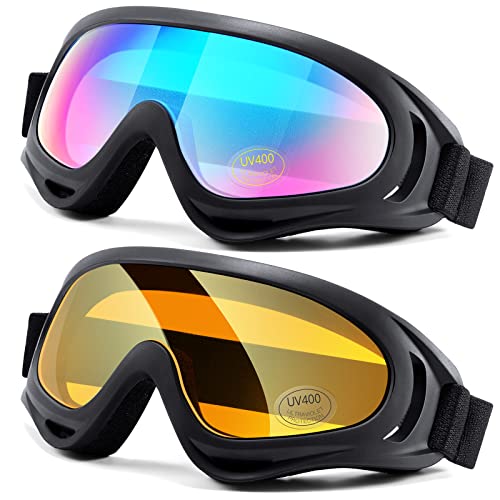 LOEO Motorcycle Goggles 2 PackATV Dustproof Dirt Bike for Ski Racing Riding Off Road Waterproof Motocross Goggles - Image 1