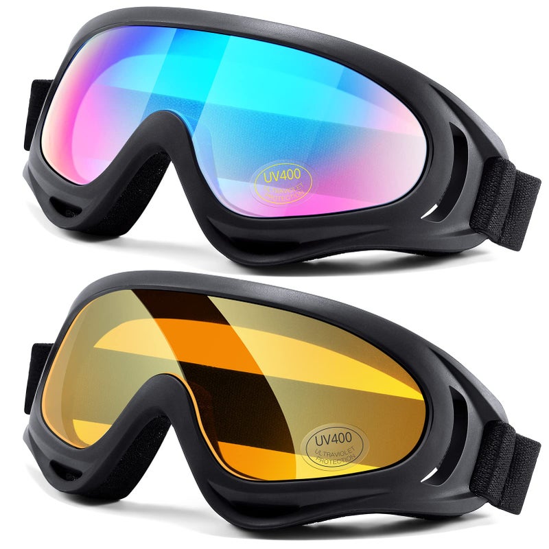 LOEO Motorcycle Goggles 2 PackATV Dustproof Dirt Bike for Ski Racing Riding Off Road Waterproof Motocross Goggles - Image 3