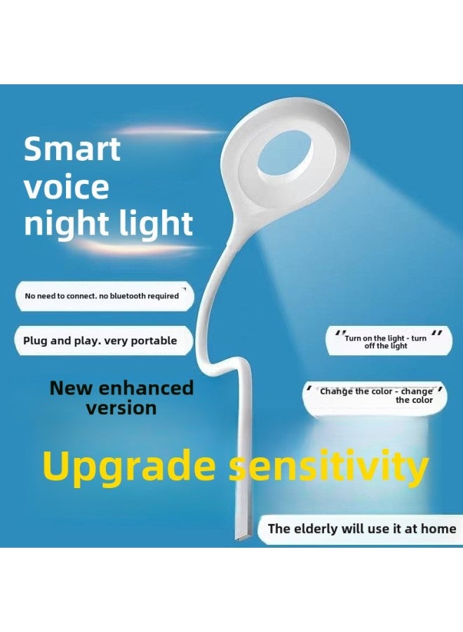 Usb Intelligent Voice Desk Lamp Learning Control Lamp Voice Control Lamp Induction Lamp Led Socket Night Light Integrated Bedside Lamp-Color:Usb White Light Night Light-white Light-12 Pieces  - Image 3