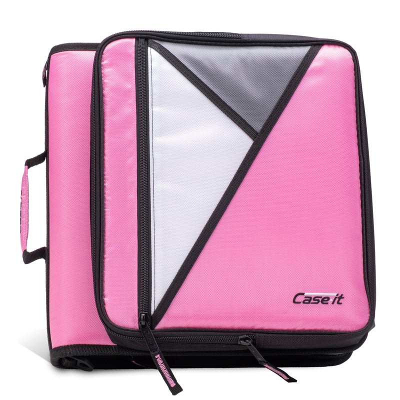 Case it The Universal Zipper Binder - 2 Inch O-Rings - Padded Pocket That Holds up to 13 Inch Laptop/Tablet - Multiple Pockets - 400 Page Capacity - Comes with Shoulder Strap - Light Pink LT-007 - Image 1