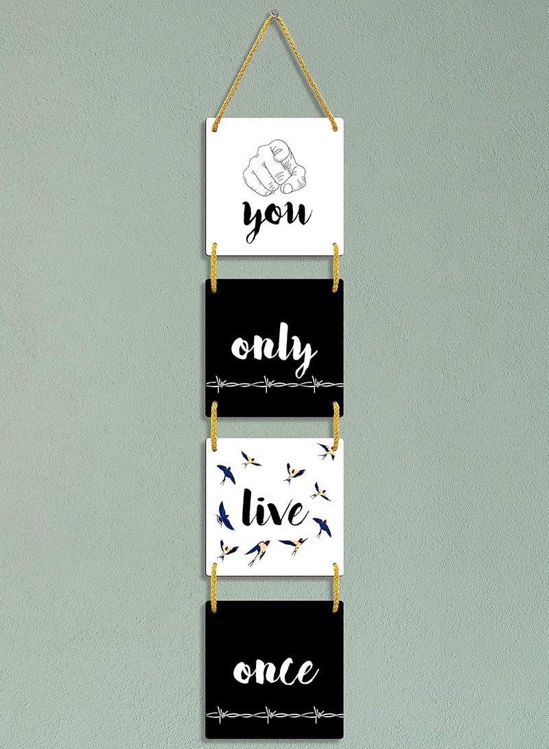 Decorhills Art Vibes Motivational Quote Wooden Wall Art | Modern Home & Office Decor | Digital Print, Multi-Color, Ready to Hang | Living Room, Bedroom, Cafe, Workspace – Set of 4 MDF Frames - Image 1