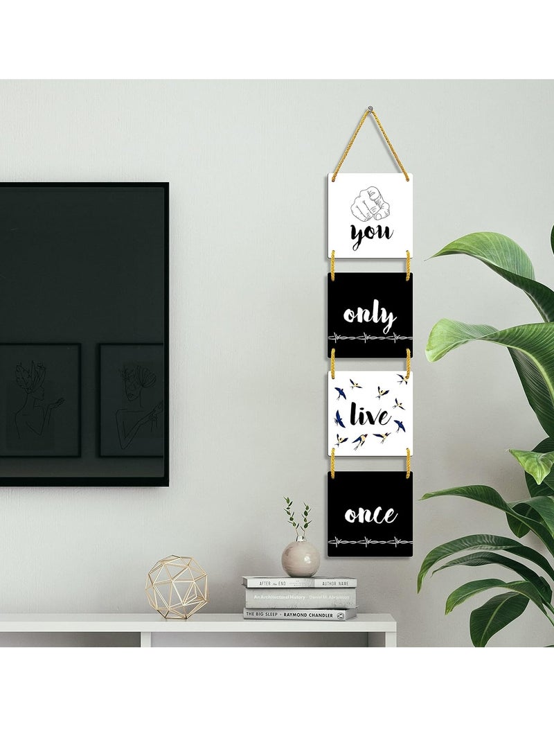 Decorhills Art Vibes Motivational Quote Wooden Wall Art | Modern Home & Office Decor | Digital Print, Multi-Color, Ready to Hang | Living Room, Bedroom, Cafe, Workspace – Set of 4 MDF Frames - Image 5