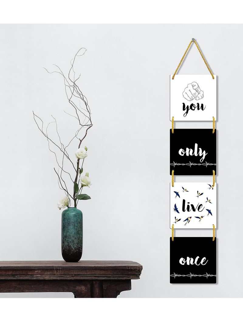 Decorhills Art Vibes Motivational Quote Wooden Wall Art | Modern Home & Office Decor | Digital Print, Multi-Color, Ready to Hang | Living Room, Bedroom, Cafe, Workspace – Set of 4 MDF Frames - Image 4
