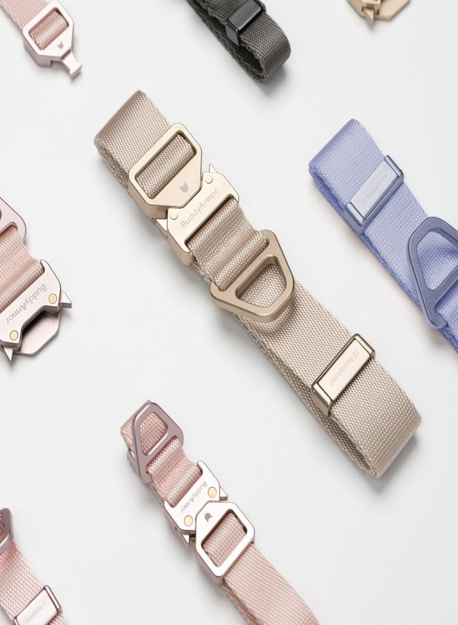 طوق الكلاب BuddyArmor Light Alloy Pro، طوق كلاب ناعم وخفيف الوزن مع مشبك معدني سريع الفتح، طوق نايلون متين قابل للتعديل للكلاب الصغيرة للمشي والتدريب والجري (كتان، صغير) - Image 5
