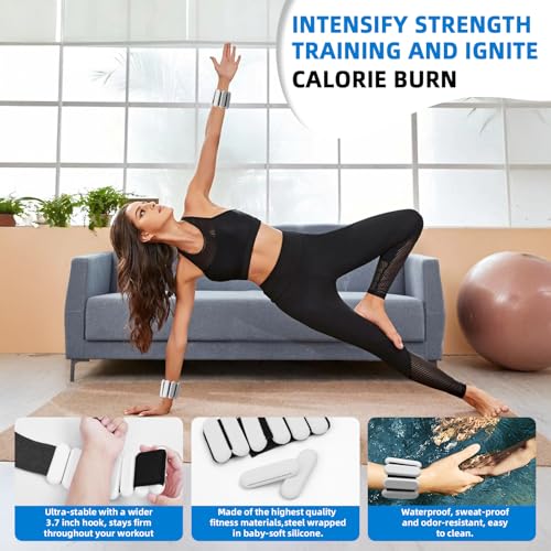 BYCCP Ankle Weights for Women and Men Adjustable Wrist Weighted Training Bracelet for Home Gym Workout Strength Training Walkin Running Foot weights for exercise 1 LB each Grey2pc on Set - Image 3
