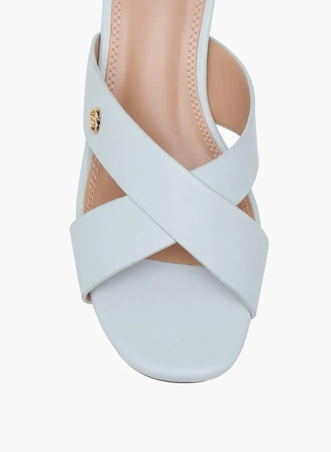 Celeste Women's Cross Strap Slip-On Sandals with Flared Heels