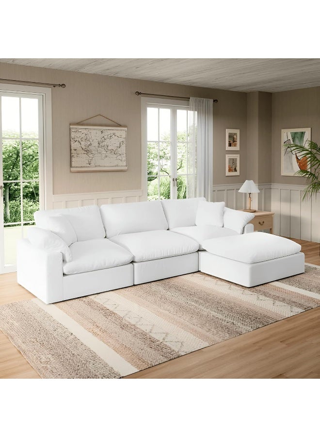 Luxury Modular Sectional Sofa with Chaise Ultra-Comfy Cloud Couch for Living Room (3 Seater with Ottoman)