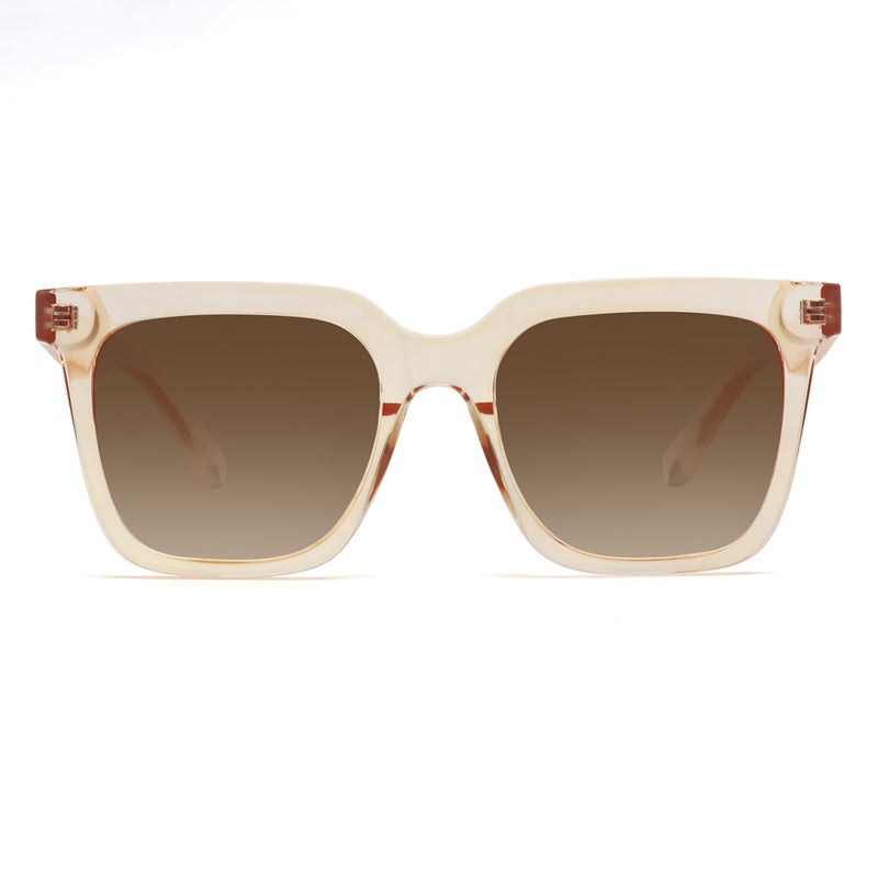 Fozono Large Square Sunglasses Trendy Polarized Sunglasses for Women Men Classic Retro Style UV400 Protection Light Brown - Image 1
