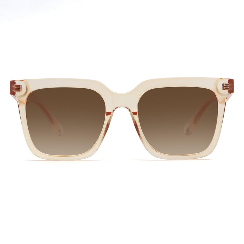Fozono Large Square Sunglasses Trendy Polarized Sunglasses for Women Men Classic Retro Style UV400 Protection Light Brown - Image 2