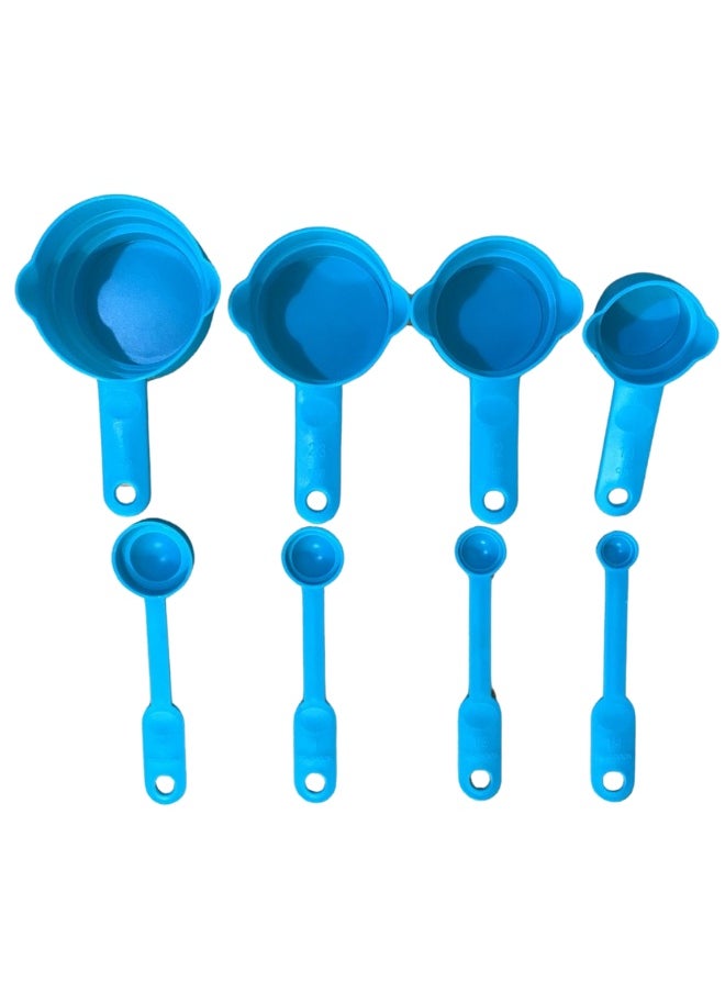 Generic - 8 Pcs Measuring Cups and Spoons Set, Stackable Plastic Handle Accurate Tablespoon for Measuring Dry and Liquid Ingredients Small Teaspoon with Plastic Head - Image 1