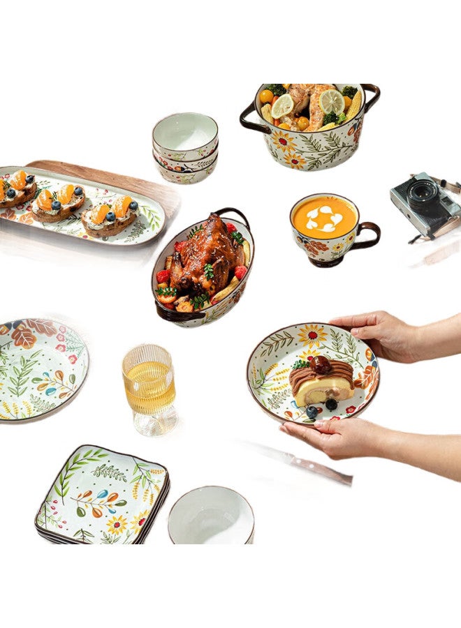 JD.com Jd Jingzao Plate, For Grilled Fish, Steak, Western Cuisine, Fruit And Vegetables, Home Use, Floral Series, 8 Inches * 2 - Image 3