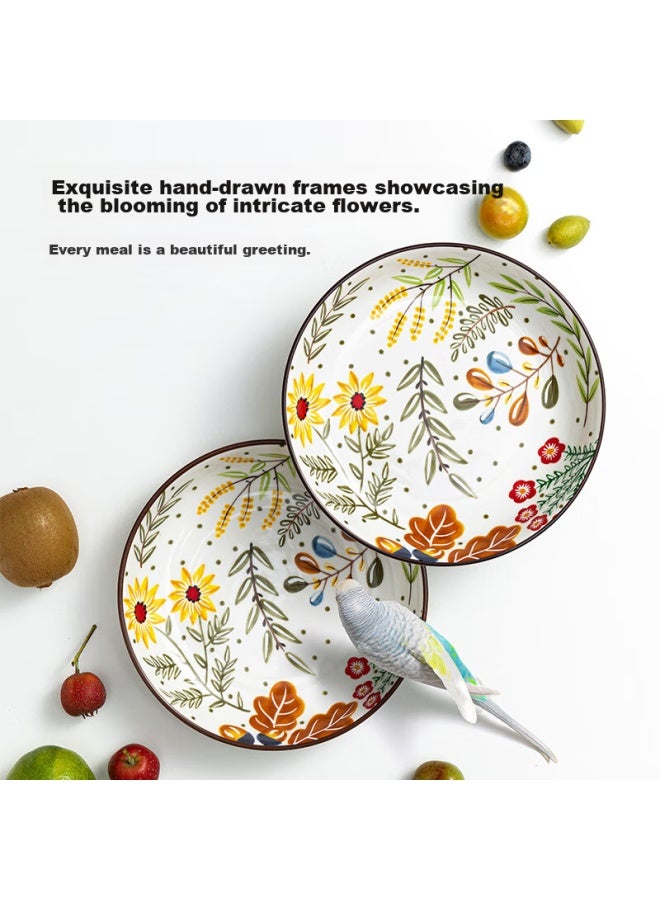 JD.com Jd Jingzao Plate, For Grilled Fish, Steak, Western Cuisine, Fruit And Vegetables, Home Use, Floral Series, 8 Inches * 2 - Image 3