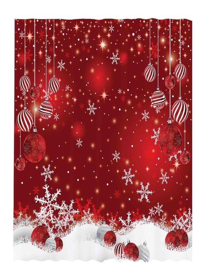 Allenjoy 72" x 72" Red Christmas Bokeh Snowflakes Shower Curtain Set with 12 Hooks Merry Xmas Sparkle Bathroom Bathtubs Decor - Image 1