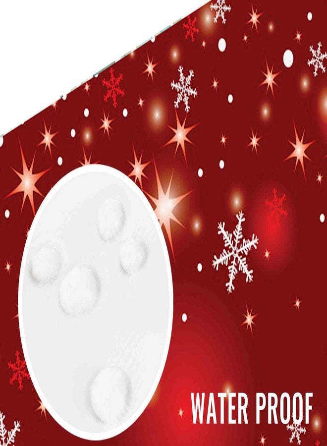 Allenjoy 72" x 72" Red Christmas Bokeh Snowflakes Shower Curtain Set with 12 Hooks Merry Xmas Sparkle Bathroom Bathtubs Decor - Image 3