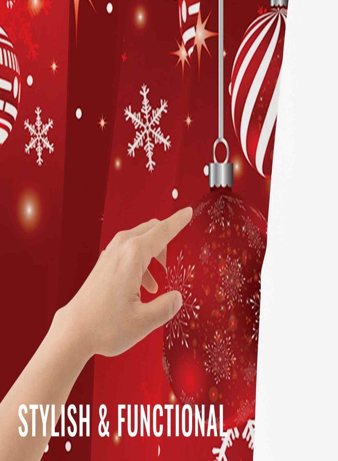 Allenjoy 72" x 72" Red Christmas Bokeh Snowflakes Shower Curtain Set with 12 Hooks Merry Xmas Sparkle Bathroom Bathtubs Decor - Image 4