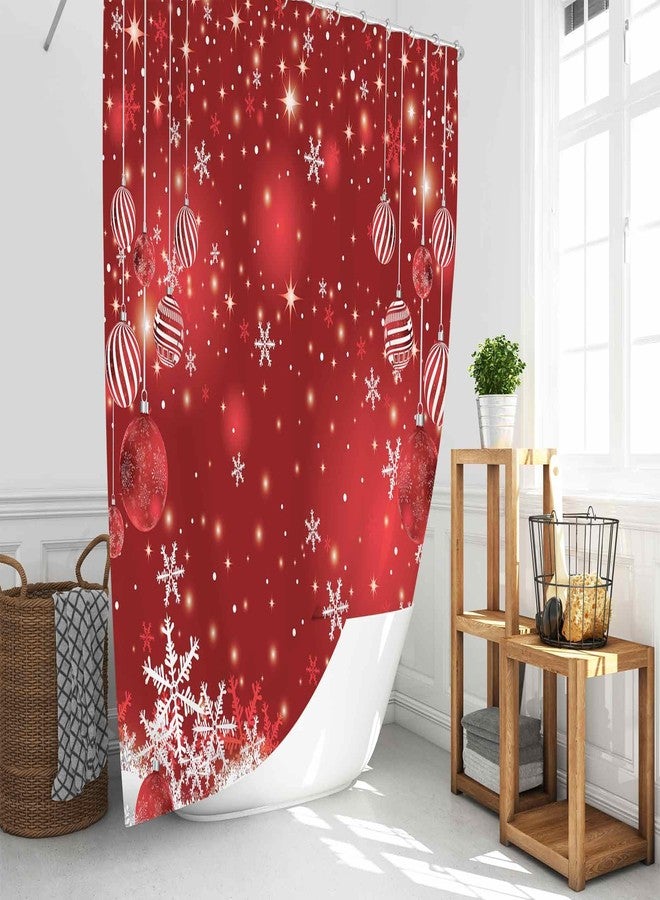 Allenjoy 72" x 72" Red Christmas Bokeh Snowflakes Shower Curtain Set with 12 Hooks Merry Xmas Sparkle Bathroom Bathtubs Decor - Image 5