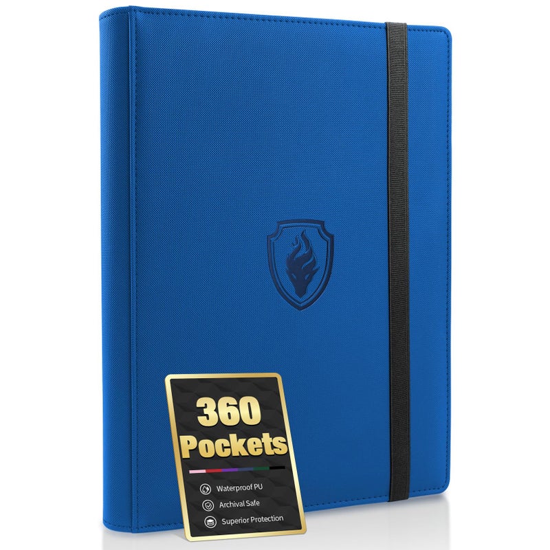 Fabmaker Premium 9 Pocket Card Binder for 360 Cards Fabmaker PU Cover Trading Card Binder Sturdy Card Collection Album Sleek Card Holder Folders for Game Cards Sports Cards Royal Blue - Image 2