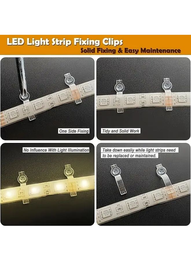 100 قطعة من حاملات شريط LED مع مفك براغي ومشابك تثبيت من جانب واحد - Image 5