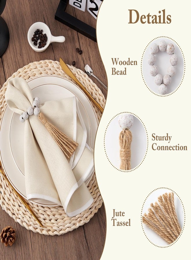 APTWOW Napkin Rings Set of 12, White Washed Wood Bead Napkins Rings, Wooden Napkin Rings for Table Decor, Farmhouse Napkins Rings for Boho Table Decor, Family Banquet, Wedding, Holiday Dinner Party - Image 5