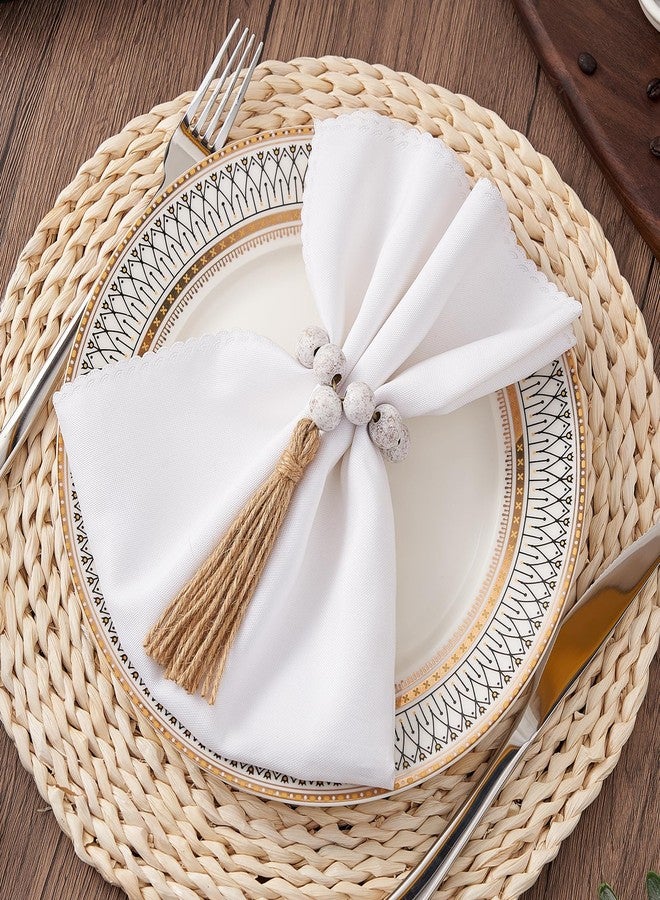 APTWOW Napkin Rings Set of 12, White Washed Wood Bead Napkins Rings, Wooden Napkin Rings for Table Decor, Farmhouse Napkins Rings for Boho Table Decor, Family Banquet, Wedding, Holiday Dinner Party - Image 2