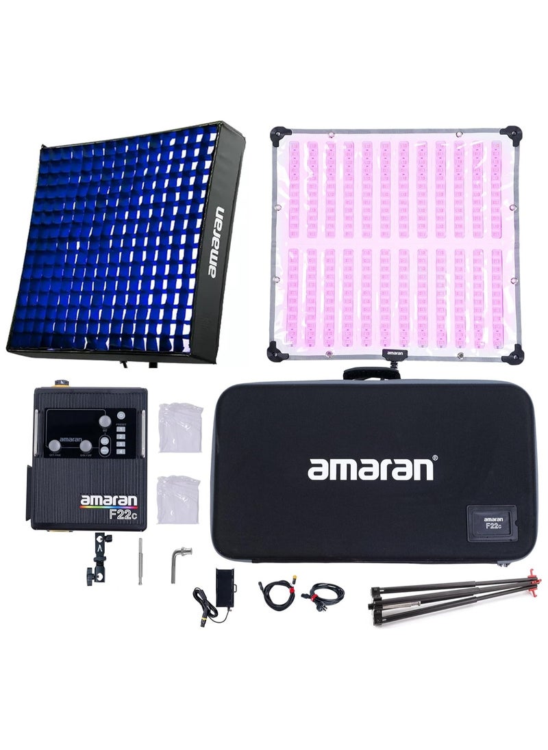 عماران أضواء Aputure Amaran F22c LED المرنة بقوة 200 واط RGBWW مع شبكة قرص العسل، CRI 95+، نطاق درجة حرارة اللون من 2500K إلى 7500K، تدعم التحكم عبر تطبيق Sidus Link، مزودة بـ 15 تأثير إضاءة مدمج.  - Image 1