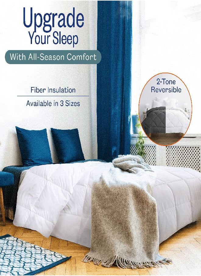 KASENTEX KASENTEX All Season Down Alternative Quilted Comforter Set with Sham(S) -Reversible Ultra Soft Duvet Insert Machine Washable, Twin, Silver Cloud/Chocolate Brown  - Image 2