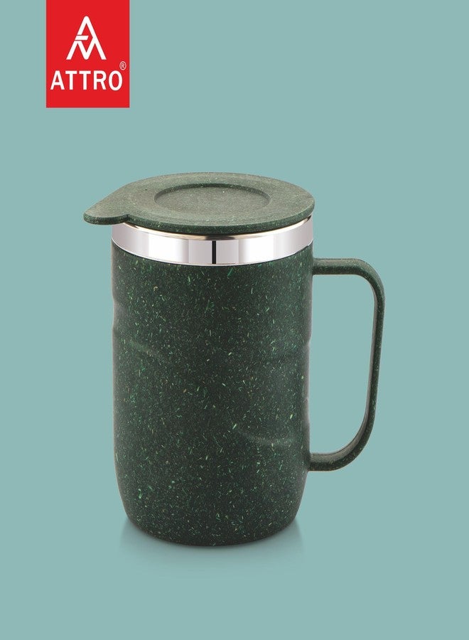 ATTRO كوب ATTRO Brew - مصنوع من الفولاذ المقاوم للصدأ من الداخل، وهيكل خارجي صديق للبيئة. كوب أنيق ومتين وآمن للاستخدام في الميكروويف، مناسب للقهوة والشاي، مزود بمقبض وغطاء. مثالي للاستخدام في المنزل والمكتب والسفر وكهدية. سعة 300 مل - لون أخضر عسكري. - Image 5