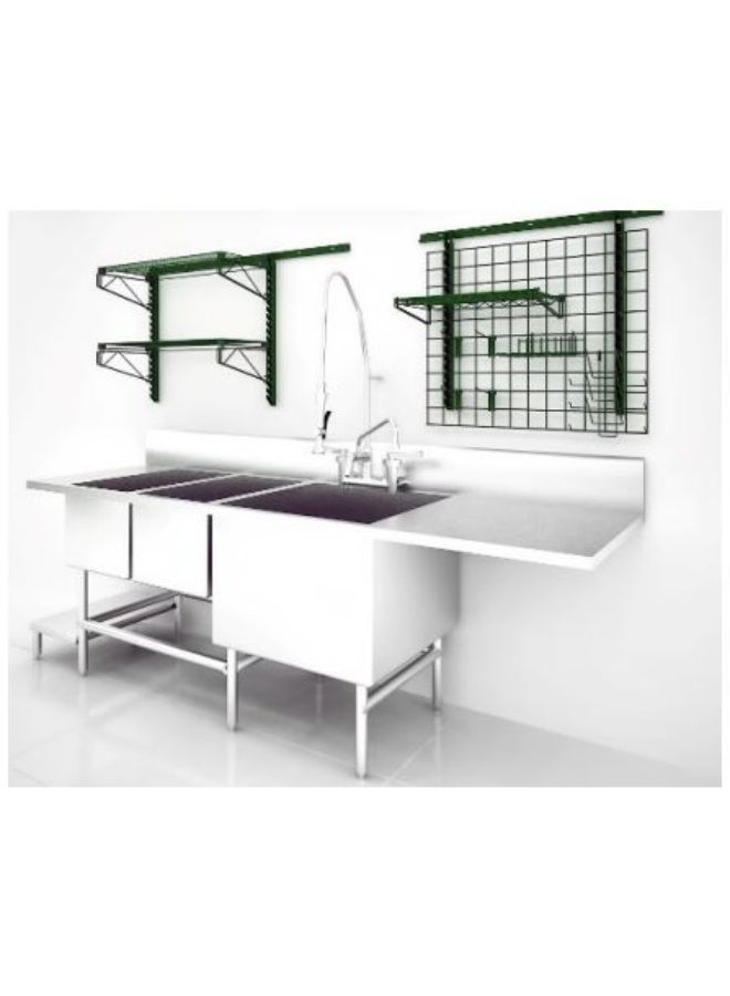 METRO-KS2G Commercial Kitchen Workstation 96" with Left Sink, Right Sink, 2-Shelf Unit & Wall Grid with Accessories – Metroseal