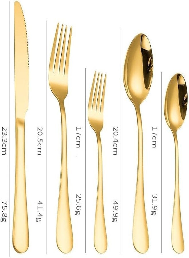 FIKKANI Gold Silverware Set, 20-Piece Stainless Steel Flatware Set, Kitchen Utensil Set Service for 4,Tableware Cutlery Set for Home and Restaurant, Dishwasher Safe(Pack of 20) - Image 5
