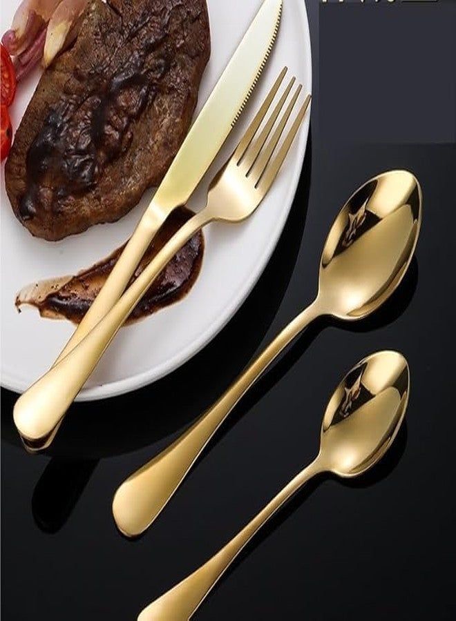 FIKKANI Gold Silverware Set, 20-Piece Stainless Steel Flatware Set, Kitchen Utensil Set Service for 4,Tableware Cutlery Set for Home and Restaurant, Dishwasher Safe(Pack of 20) - Image 3