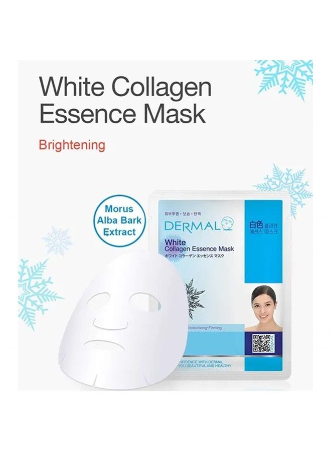 DERMAL White Collagen Essence Full Face Facial Mask Sheet 23g Pack of 10 - Image 2