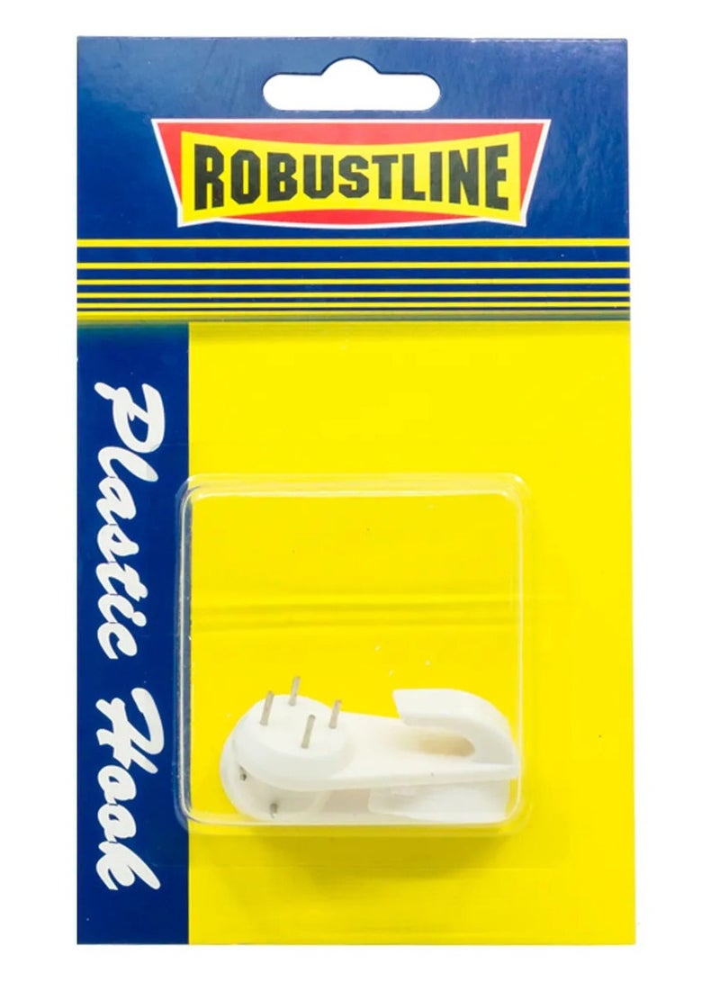 Robustline Plastic Hook 2000g 2 Pieces – Heavy Duty Wall Hooks for Home Kitchen Bathroom & Office, Strong Multipurpose Hanging Hooks for Towels, Accessories & Lightweight Storage Organization - Image 1