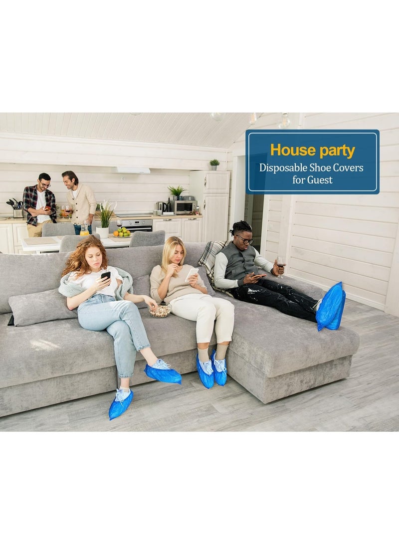 أغطية أحذية للاستخدام مرة واحدة، عبوة من 120 قطعة (60 زوجًا) - أغطية أحذية من مادة CPE غير قابلة للانزلاق ومقاومة للماء والتمزق | واقيات أحذية متينة وقابلة لإعادة التدوير للاستخدام الداخلي والمنازل والمكاتب والزوار والعمال (أزرق) - Image 4